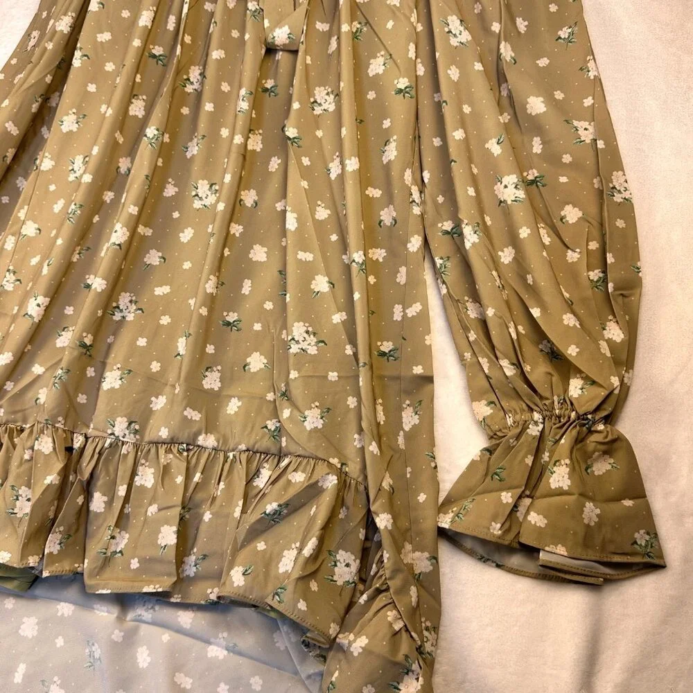 WeWoreWhat Green Floral High-Low Ruffle Maxi Dress Size S Feminine Cottagecore - Picture 6 of 13